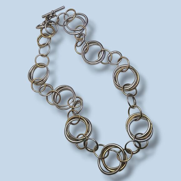 Kenneth Cole Reaction Two Tone Chunky Chain Necklace 28" - Picture 1 of 7